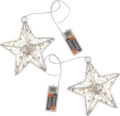 Produktbild von 2er Set Metall LED Sterne, Batteriebetrieben, mit Timer-Funktion