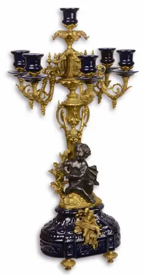Obrázok produktu pre Casa Padrino Barokový svietnik tmavomodrý / zlatý 29,5 x 26,5 x v. 59,4 cm - baroková dekorácia do hotelov a reštaurácií