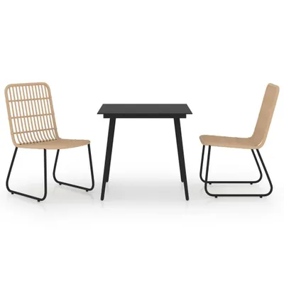 Produktbild von vidaXL 3-tlg. Garten-Essgruppe Poly Rattan und Glas