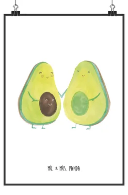 Produktbild von Mr. & Mrs. Panda Bild Avocado Pärchen DIN A4 - Weiß - Geschenk, Liebe, wanddeko, drucke, kunstdruck poster, Avocados, Familie, Wandbild