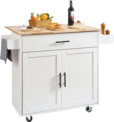 Zdjęcie produktu dla Wyspa kuchenna stół barowy regał szafka kredens na kółkach 119x70cm