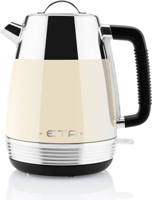 A studio shot of a retro-style electric kettle.