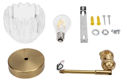 Zdjęcie produktu dla Kinkiet ze szklanym kloszem, minimalistyczny, wykonany z aluminium, lampa ścienna w stylu vintage, idealna do kawiarni, sypialni, restauracji, z przezroczystym kloszem