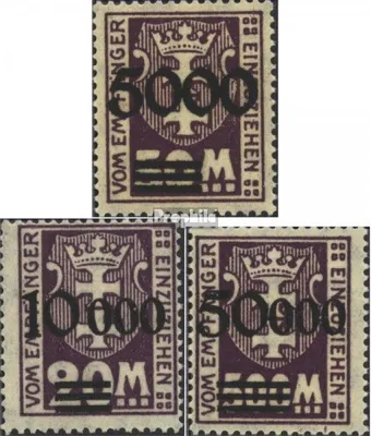 Produktbild von Briefmarken Danzig 1923 Mi P26I-P28I (kompl.Ausg.) rußiger Aufdruck mit Falz Portomarke