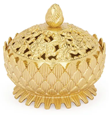 Räuchergefäß Lotus Gold 6,5 cm Höhe für Räucherwerk
