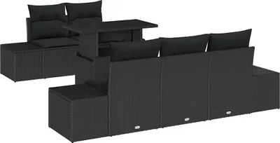 Immagine prodotto di vidaXL Set di divani da giardino con cuscini con contenitore 6 pezzi Nero
