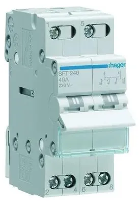 Image de Inverseur De Source Manuel 40a I-0-ii Hager Sft240 - 2p 230v Rail Din Pour Camping-car, Van Et Batea