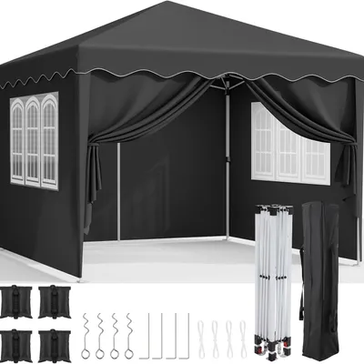 Productafbeelding van Pop-up paviljoen 3x3 meter met zijwanden waterdicht en uv-bescherming voor buiten