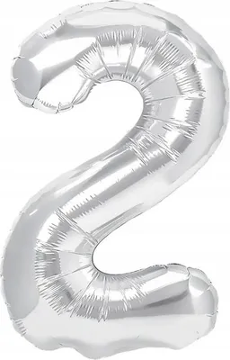 Image de Ballon en plastique chiffre DEUX 2, argent, 40 cm
