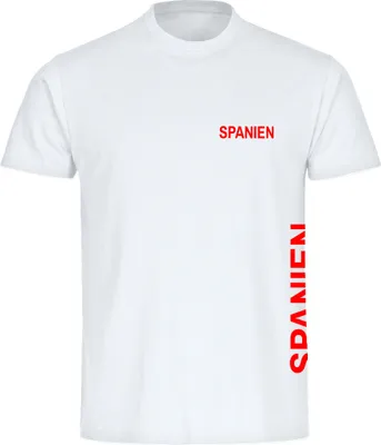 Produktbild von multifanshop Kinder T-Shirt - Spanien - Brust & Seite, weiß, Größe 152