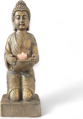 Produktbild von Buddha Statue mit Teelichthalter bronze 39cm