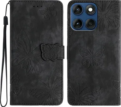 Produktbild von Motorola Edge 60 / 60 Fusion Hülle - Coverup Schmetterlinge Klapphülle - Schwarz