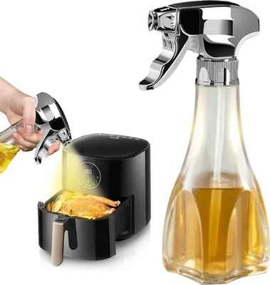 Produktbild von Ölsprüher für Speiseöl Sprühflasche öl Glas Lebensmittelecht Edelstahl Ölspray zum Kochen Olivenöl 240ml（Gold）