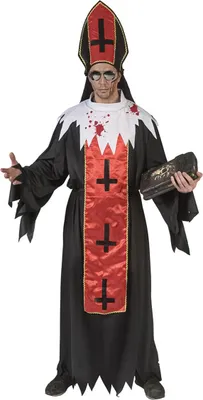 Produktbild von Unheiliger Blutpapst Herrenkostüm für Halloween schwarz-rot-weiß - XL