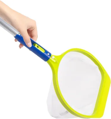 Imagen del producto de Recogedor para piscina - Red para hojas de estanque - Limpieza de agua - Red de malla fina - Hasta 140 cm - Azul