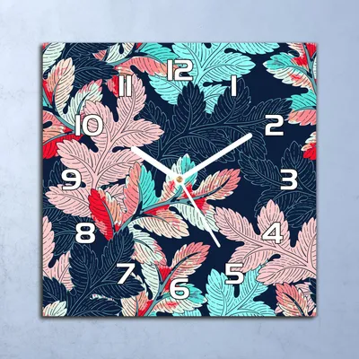 Produktbild von Deko Glasuhr Wanduhr 30x30 Zweig blau und rosa Quarz Küchenuhr Bürouhr