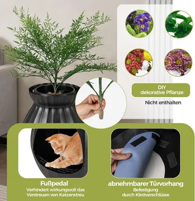 Produktbild von Intelligente Katzentoilette mit Geruchsbeseitigung, 63 l, Schwarz