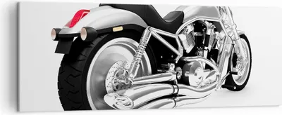 Produktbild von Bild auf Leinwand - Leinwandbild - Chopper Motorrad Chrom - 140x50cm - Wand Bild - Wanddeko - Leinwanddruck - Bilder - Kunstdruck - Wanddekoration - Leinwand bilder - Wandkunst - AB140x50-0476