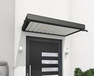 Produktbild von Gutta Rechteckvordach NM 150x90 cm in anthrazit Kunststoffpaneel-Abdeckung weiß