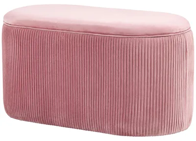 Produktbild von HOMCOM Sitzbank Polsterbank mit Stauraum Truhenbank französische Stil Samt Rosa