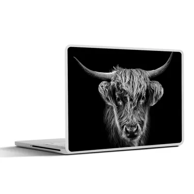Produktbild von MuchoWow® Laptop Aufkleber Sticker Cover Schottischer Highlander - Schwarz - Kuh - Tiere 40x30 cm - Laptop Dekoration - Selbstklebend