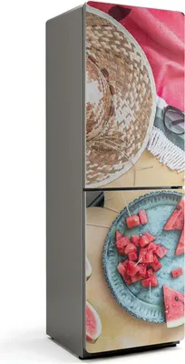 Produktbild von Sommerliche Snacks und Entspannung – Magnetische Kühlschrank Abdeckung – Dekorfolie magnetisch Küche – Kühlschrank Magnet Deko – selbstklebende Magnettafel – Magnetfolie für Kühlschranktür – 60x190 cm