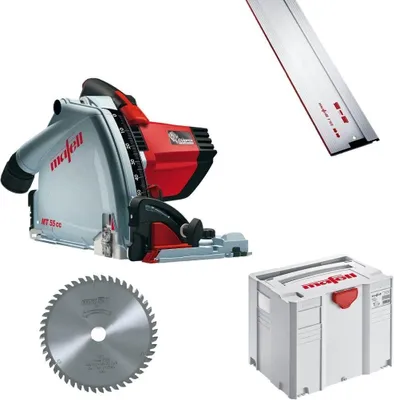 Produktbild von MAFELL Tauchsäge MT 55 cc MidiMAX (1400 Watt CUprex Hochleistungsmotor, 57mm Schnitttiefe, T-Max Transportkoffer, 80cm Führungsschiene,  Germany)