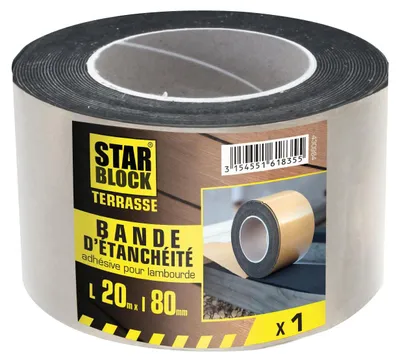 Immagine prodotto di Strisce adesive di tenuta per listelli in gomma EPDM, lunghezza 20 metri, larghezza 80 mm, spessore 1 mm - STARBLOCK 430984