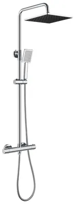 Immagine prodotto di Asta per doccia, miscelatore antiscottatura, installazione regolabile, argento - 10 pollici