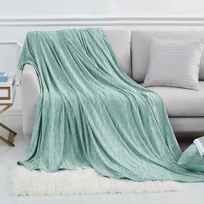 Produktbild von Unyqoos® kühlende Arc‑Chill Sommerdecke – doppelseitige Kinder- & Wohndecke 130×170 cm, grün, Q‑Max 0,43 absorbiert Körperwärme, 100% Baumwolle, waschbar