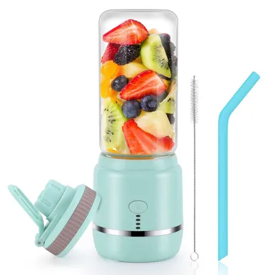 Obrázok produktu pre Zimilo 400 ml bezdrôtový stolný mixér 150 W, 6 nožov, nabíjanie cez USB, prenosný mixér na smoothie, mini mixér, mixér na ovocie, automatické čistenie, modrý
