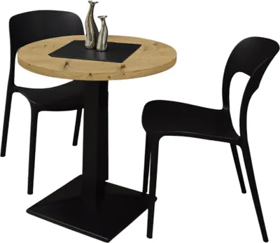 Obrázok produktu pre Barový stôl okrúhly Elanur 70 cm čierny matný/dub 14583