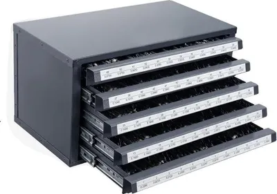 Obrázok produktu pre Organizér na vŕtačky, skrinka s tromi zásuvkami, robustná oceľová konštrukcia, 60 ks ET5-D