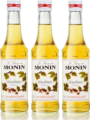 Image de 3x sirop de noisette / noisette de Monin, bouteille de 250 ml