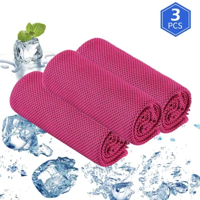Obrázek produktu pro Sportovní ručník ručník na jógu sportovní ručník dámský pánský fitness ručník rychleschnoucí ručník chladící pot-absorbující 3-pack růžový červený