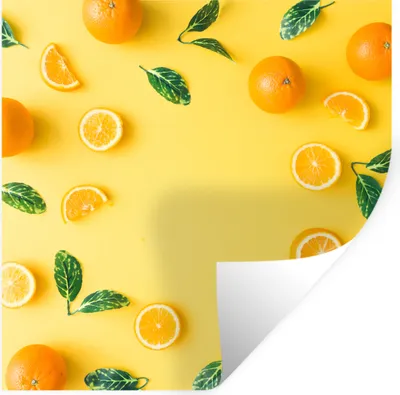 Produktbild von MuchoWow® Wandtattoo Wandsticker Wandaufkleber Orange - Obst - Gelb 100x100 cm Selbstklebend und Repositionierbar - Wierderverwendbar - Selbstklebend