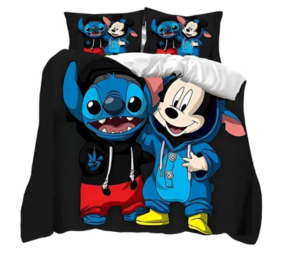 Produktbild von 3-teiliges Bettwäscheset 135x200 cm - Stitch und Mickey Mouse
