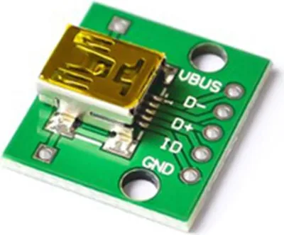 Produktbild von Mini-USB-auf-DIP-Adapter, 5-Pin-Buchse, USB B-Typ, PCB-Konverter-Modulplatine