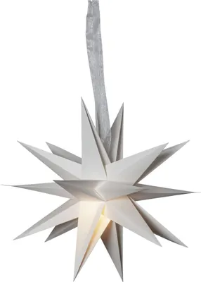 Produktbild von 3D Papierstern ,December' in Weiß, mehrzackig, mit Aufhängung, Ø 43cm