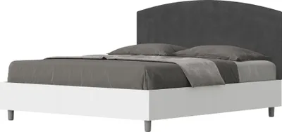 Produktbild von ITYHOME - Bett mit Bettkasten 160x190 Bettgestell Esche weiß Bett-Kopfteil mit Mikrofaserbezug Grau Antilia