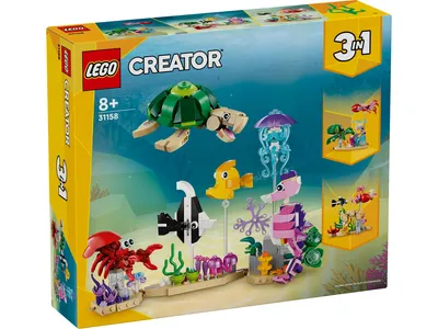 Produktbild von LEGO Creator 3in1 Meerestiere Set mit Oktopus und Tintenfisch oder Schildkröte, Krabbe und Seepferdchen, Meerestiere-Spielzeug mit Tierfiguren für Kinder, Geschenk für 8-jährige Jungs & Mädchen 31158