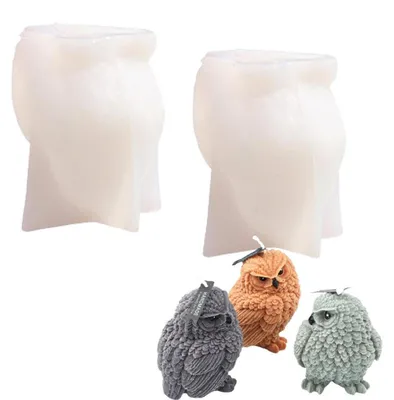 Obrázek produktu pro 2 kusy silikonové formy ve tvaru 3D sovy, vhodné pro výrobu svíček, mýdel, sádry a pryskyřice