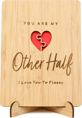 Produktbild von Jubiläumskarten für Ehefrauen, Ehemänner, Freundinnen und Freunde. Ein Holzgeschenk zum fünften Hochzeitstag. Handgemachte Geburtstagskarten für sie oder ihn. Valentinstagsgeschenke.