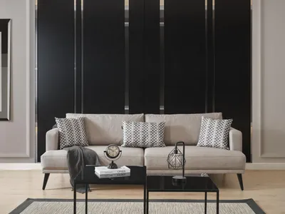 Produktbild von Sofa 3 Sitzer Dreisitzer Sofas Stoff Beige Wohnzimmer Modern Design
