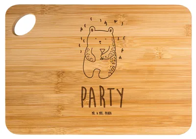 Produktbild von Mr. & Mrs. Panda Frühstücksbrett Bär Party - Transparent - Geschenk, vesperbrett, Lustig, Hackbrett, Geburtstag, Mitbringsel, Holzbrett, Schneidebrett, Teddy, Brett