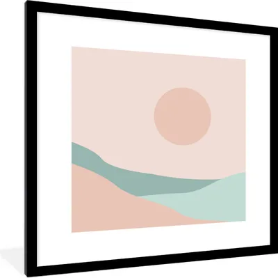 Produktbild von MuchoWow® Gerahmtes Poster Sommer - Sonne - Strand - Abstrakt 40x40 cm - Poster mit Schwarzem Bilderrahmen Wandposter Rahmen Foto Bilder - Poster - Plakat im Rahmen