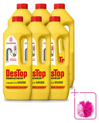 Produktbild von 6 x Destop Soda-Abflussreiniger - flüssig - 1 l - Sparpackung - 6 Stücke