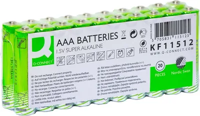 Zdjęcie produktu dla Q-CONNECT KF11512 Bateria AAA/LR03, Nordic Swan, 20 sztuk, zielona