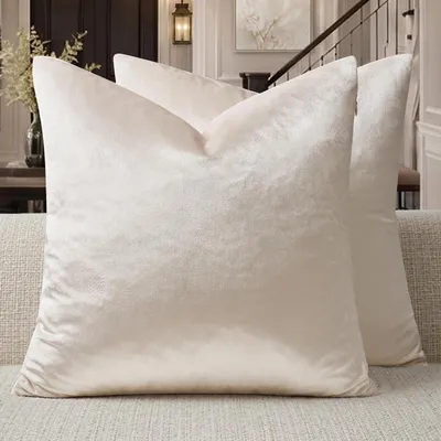 Immagine prodotto di Cuscini decorativi in velluto, 40x40 cm, set da 2, color crema