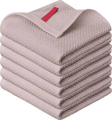 Obrázek produktu pro Elegant Comfort 6 balení tureckých bavlněných kuchyňských utěrek s vaflovým vzorem - rychleschnoucí a savé kuchyňské utěrky, měkké víceúčelové utěrky na čištění, 16 x 25, Taupe